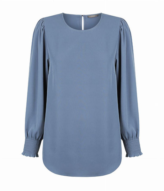 Shirred Cuff Soft Top - Denim
