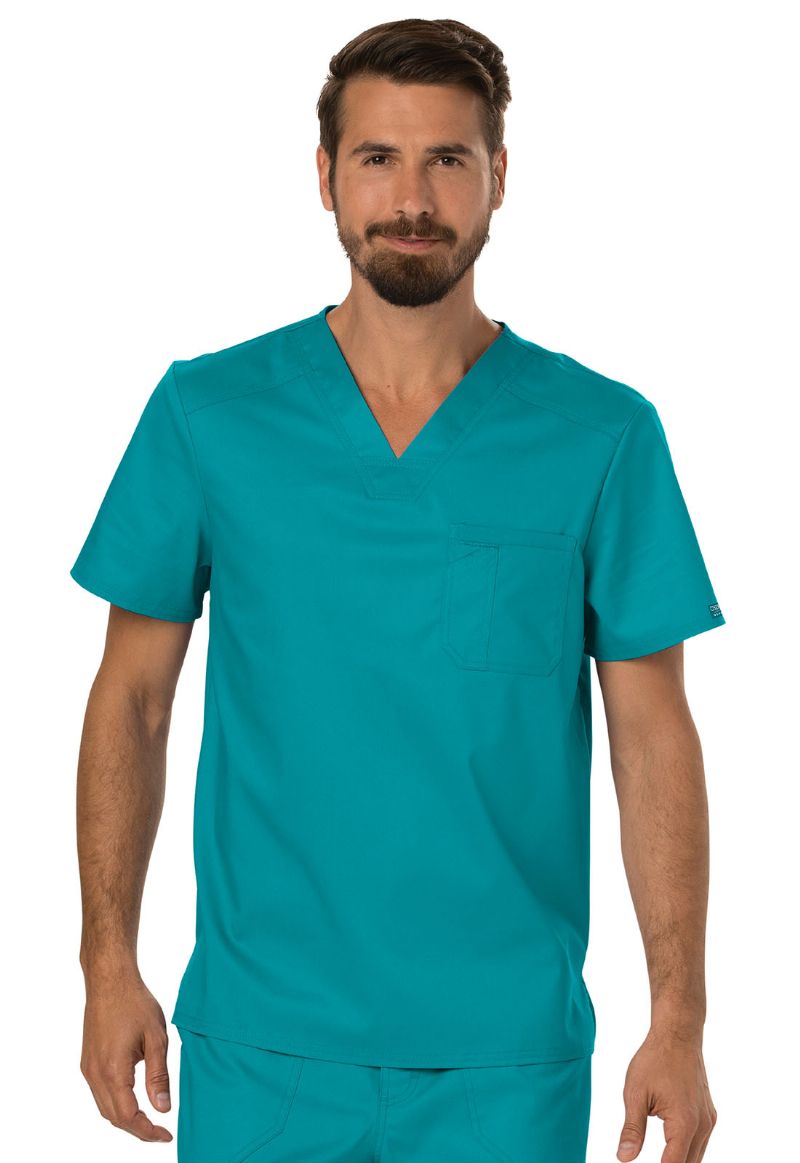 Men's Tuckable V-Neck Top - Teal Blue