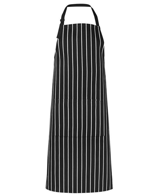 Bib Striped Apron with Pocket - Navy/White