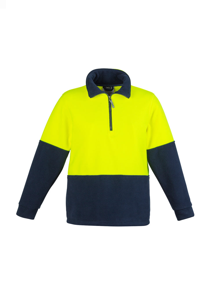 Hi Vis Half Zip Polar Fleece Jumper - Yellow/Navy