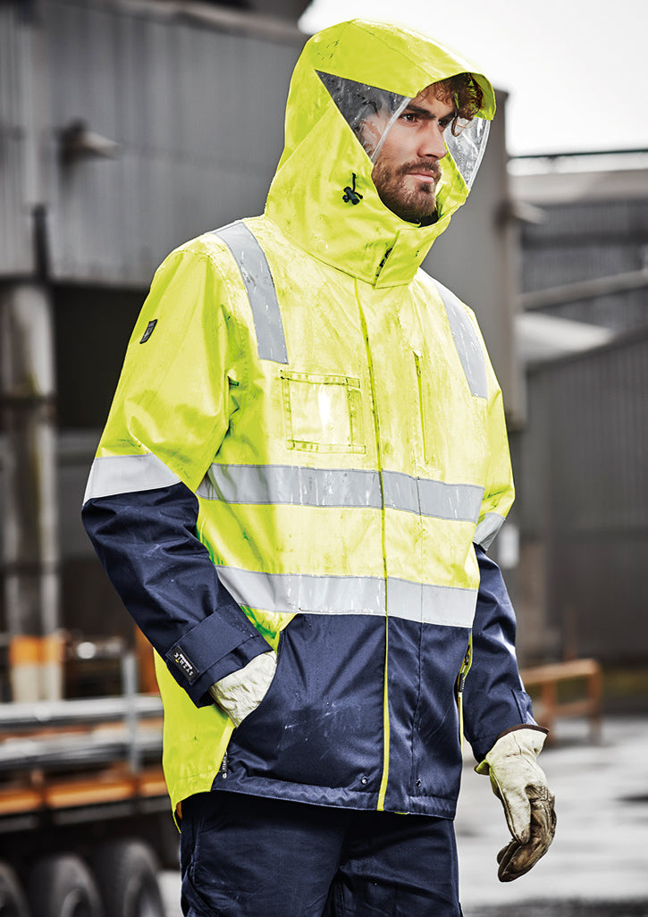 Hi-Vis 4 in 1 Waterproof Jacket - Yellow/Navy