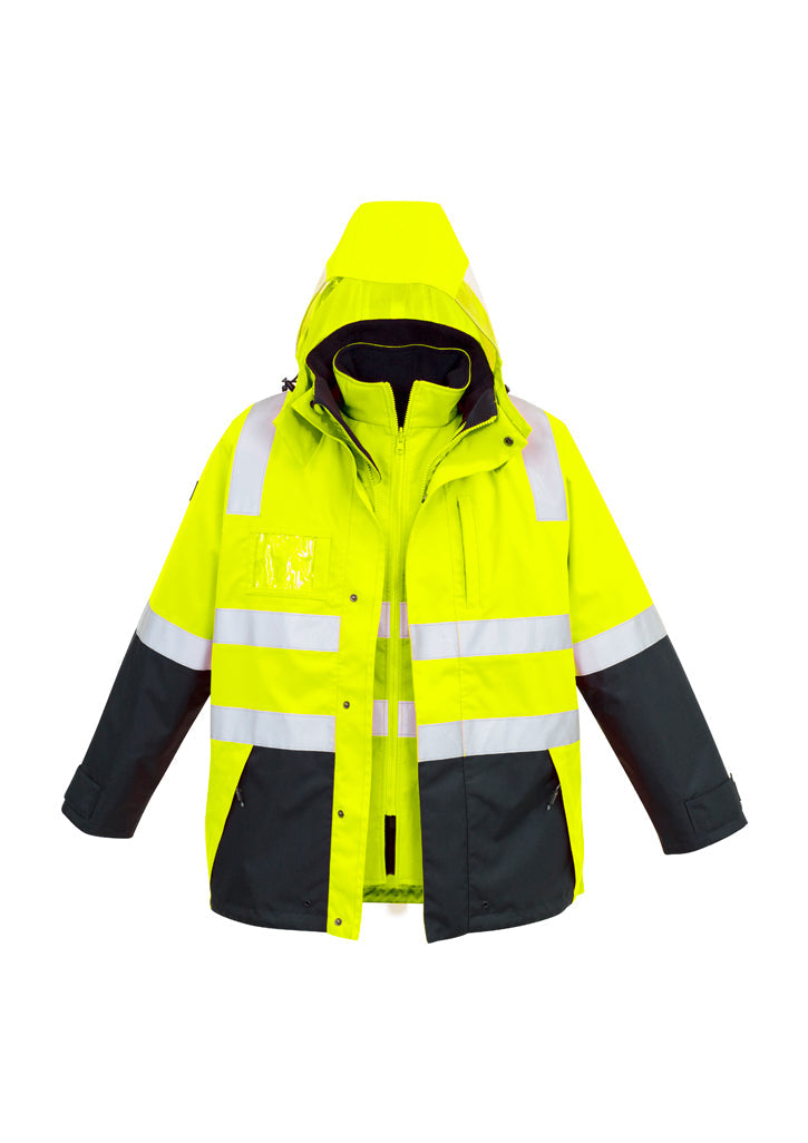 Hi-Vis 4 in 1 Waterproof Jacket - Yellow/Navy