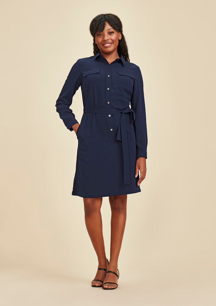 Chloe Georgette Shirt Dress - Navy