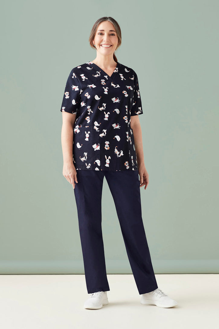 Best Friends Womens Scrub Top - Midnight Navy