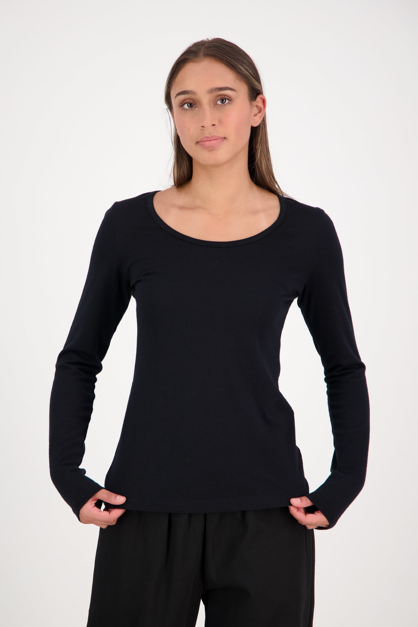 Merino Long Sleeve Scoop Neck Top