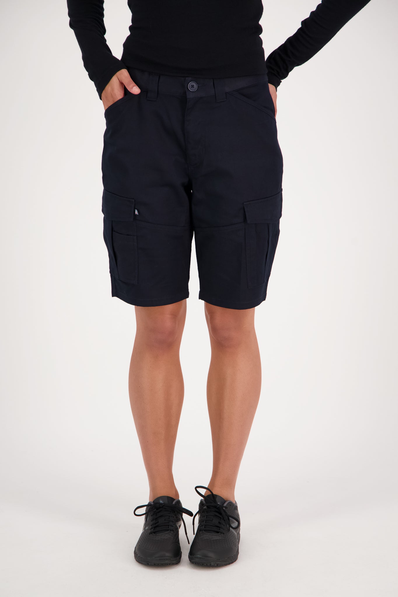 Unisex Stretch Cargo Shorts - Black