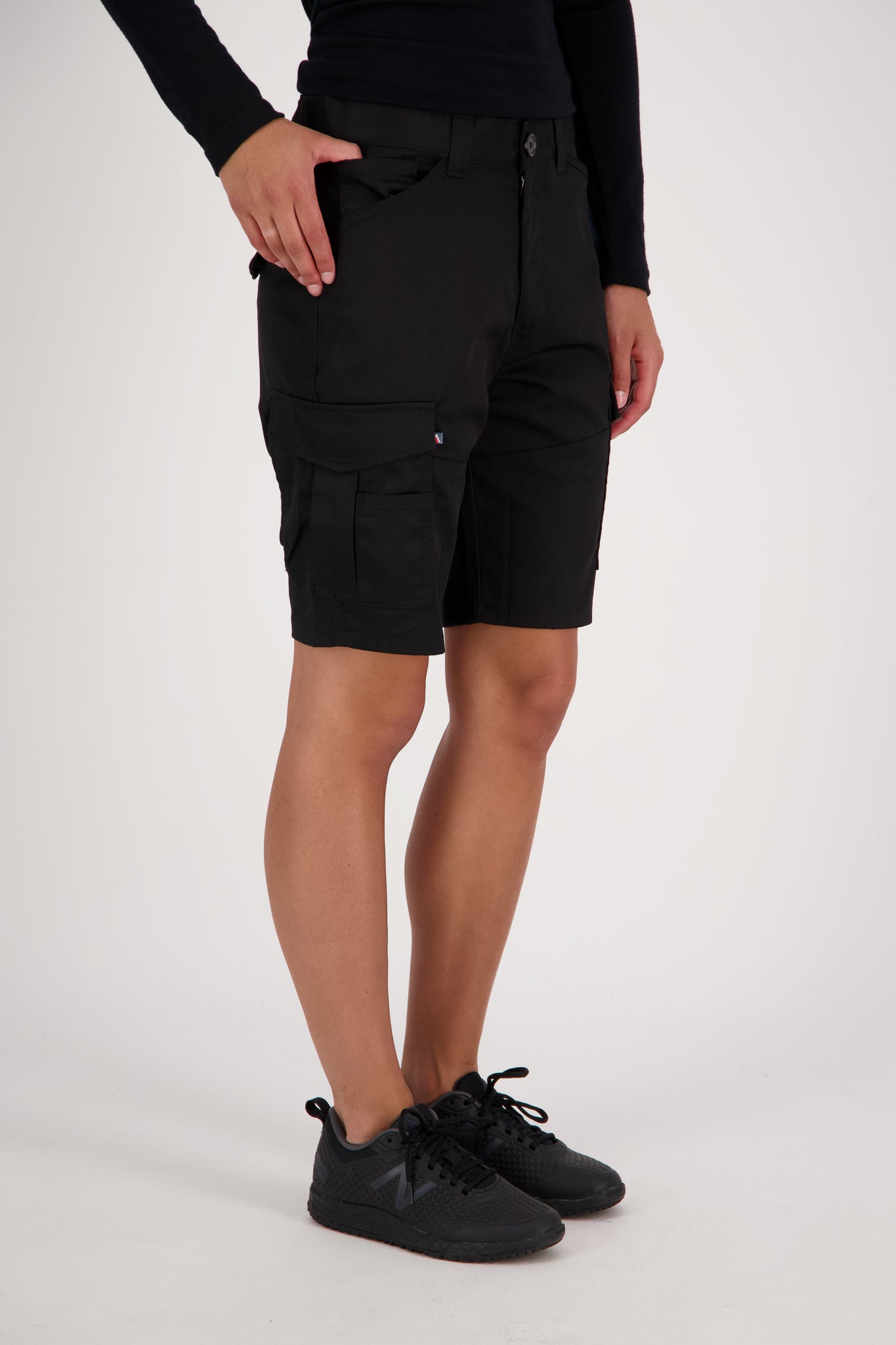 Unisex Stretch Cargo Shorts - Black