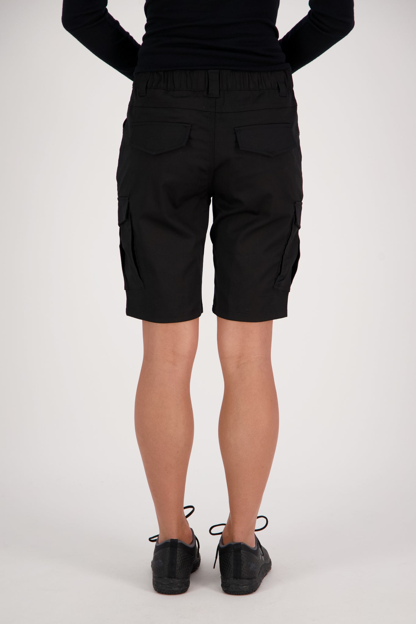 Unisex Stretch Cargo Shorts - Black