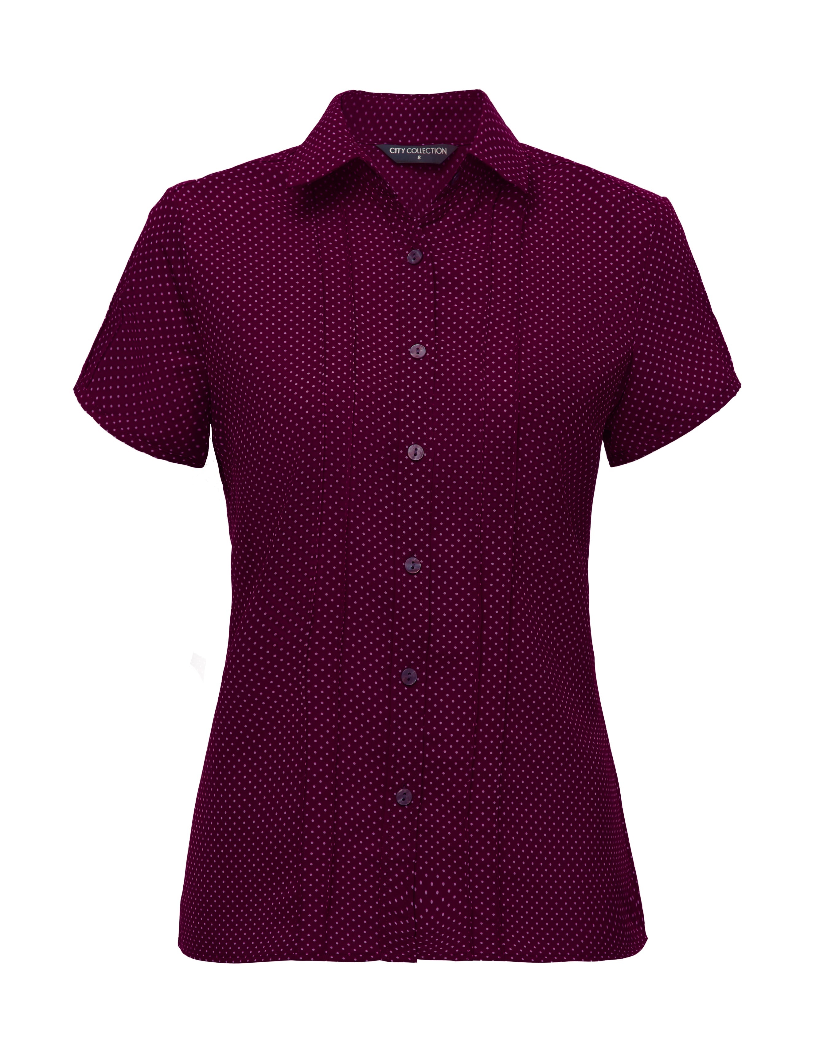 Stretch Spot Blouse Short Sleeve - Grape