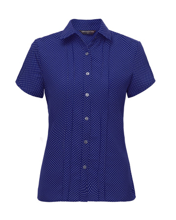 Stretch Spot Blouse Short Sleeve - Cobalt