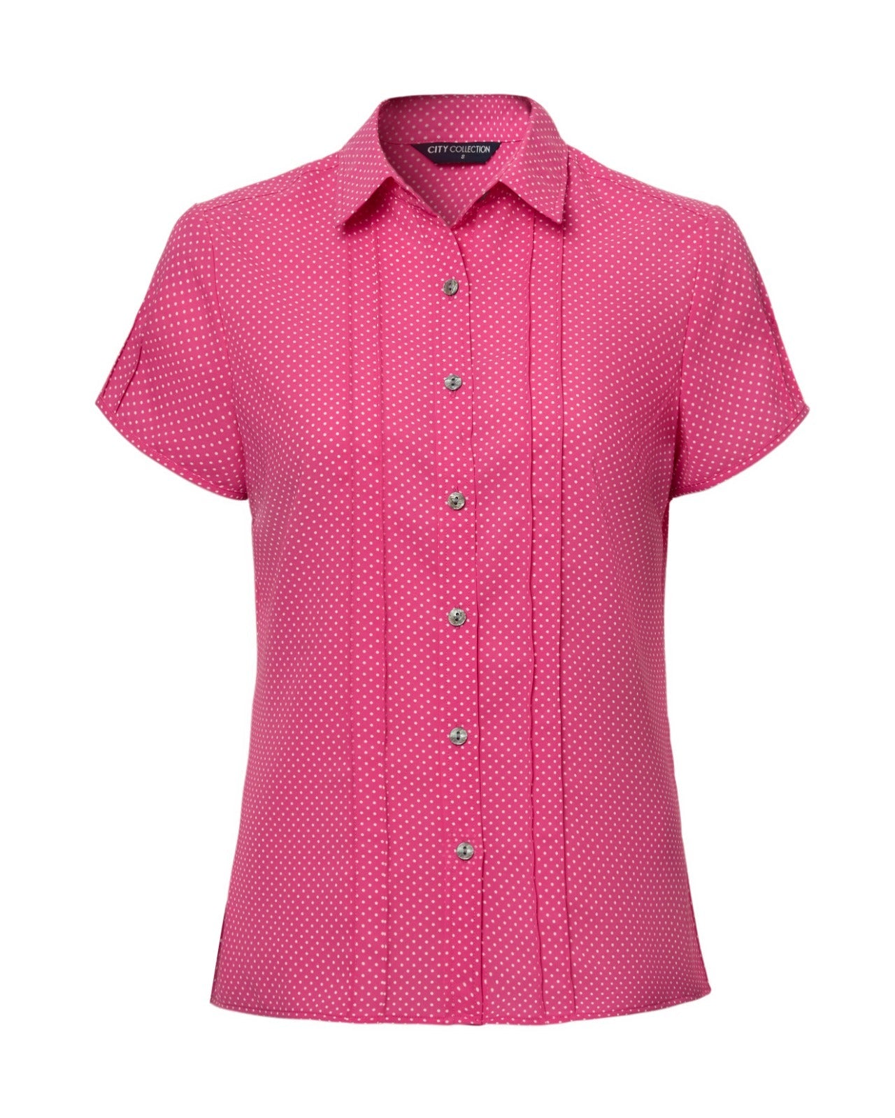 Stretch Spot Blouse Short Sleeve - Pink