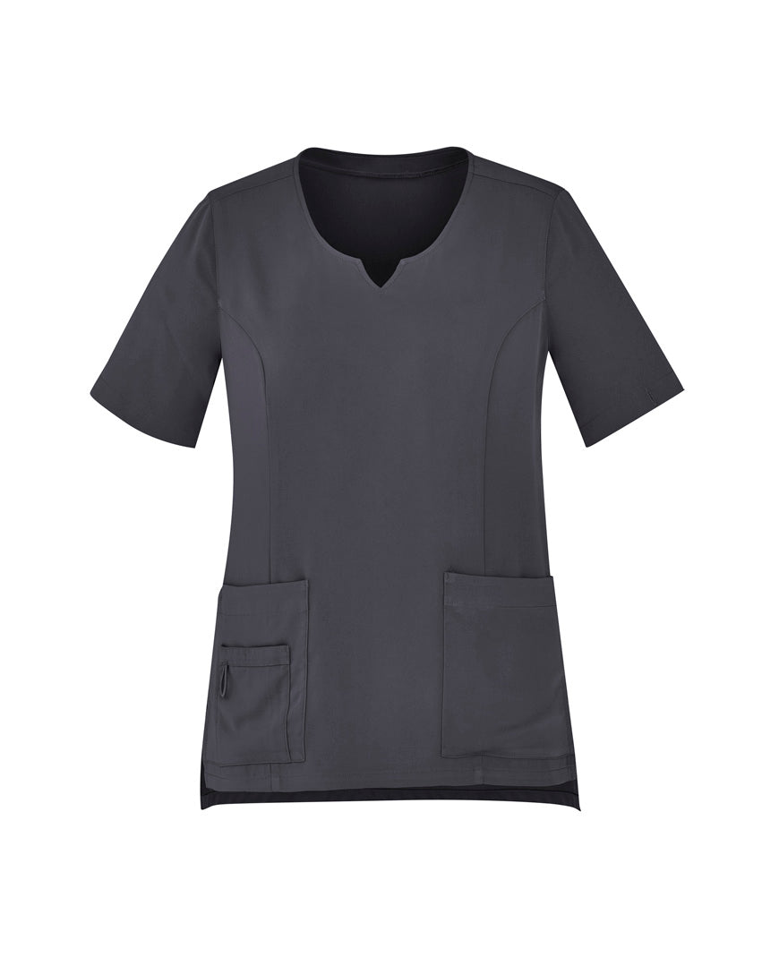 Womens Avery Tailored Fit Round Neck Scrub Top - Black