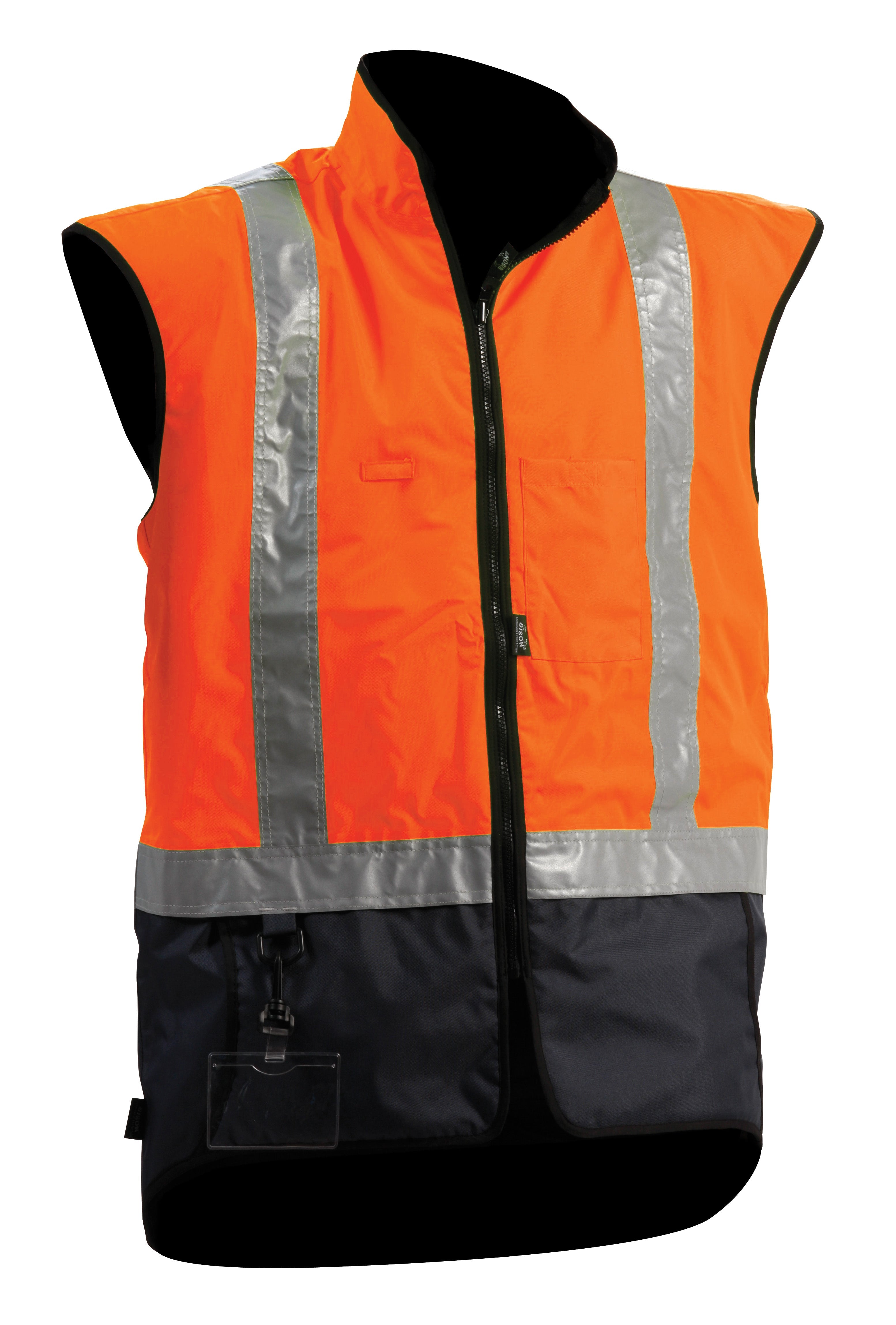 Hi Vis Fleece Lined Stamina Vest - Orange/Navy