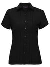 Stretch Spot Blouse Short Sleeve - Black