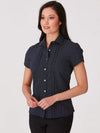 Stretch Spot Blouse Short Sleeve - Navy