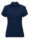 Stretch Spot Blouse Short Sleeve - Navy