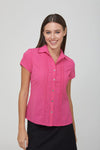 Stretch Spot Blouse Short Sleeve - Pink