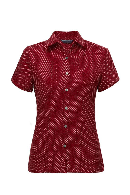 Stretch Spot Blouse Short Sleeve - Red