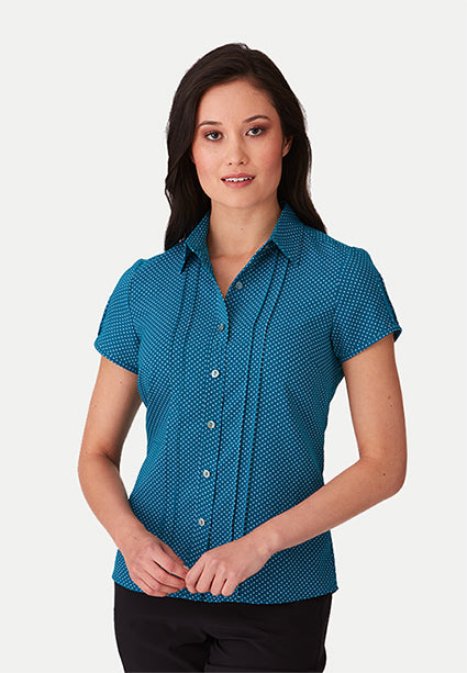 Stretch Spot Blouse Short Sleeve - Teal