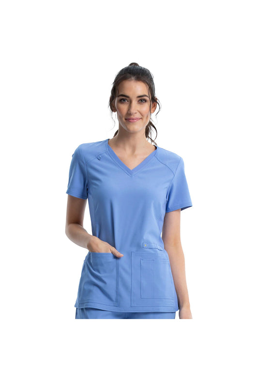 Cherokee Women's iFlex V-Neck Panel Top - Ciel
