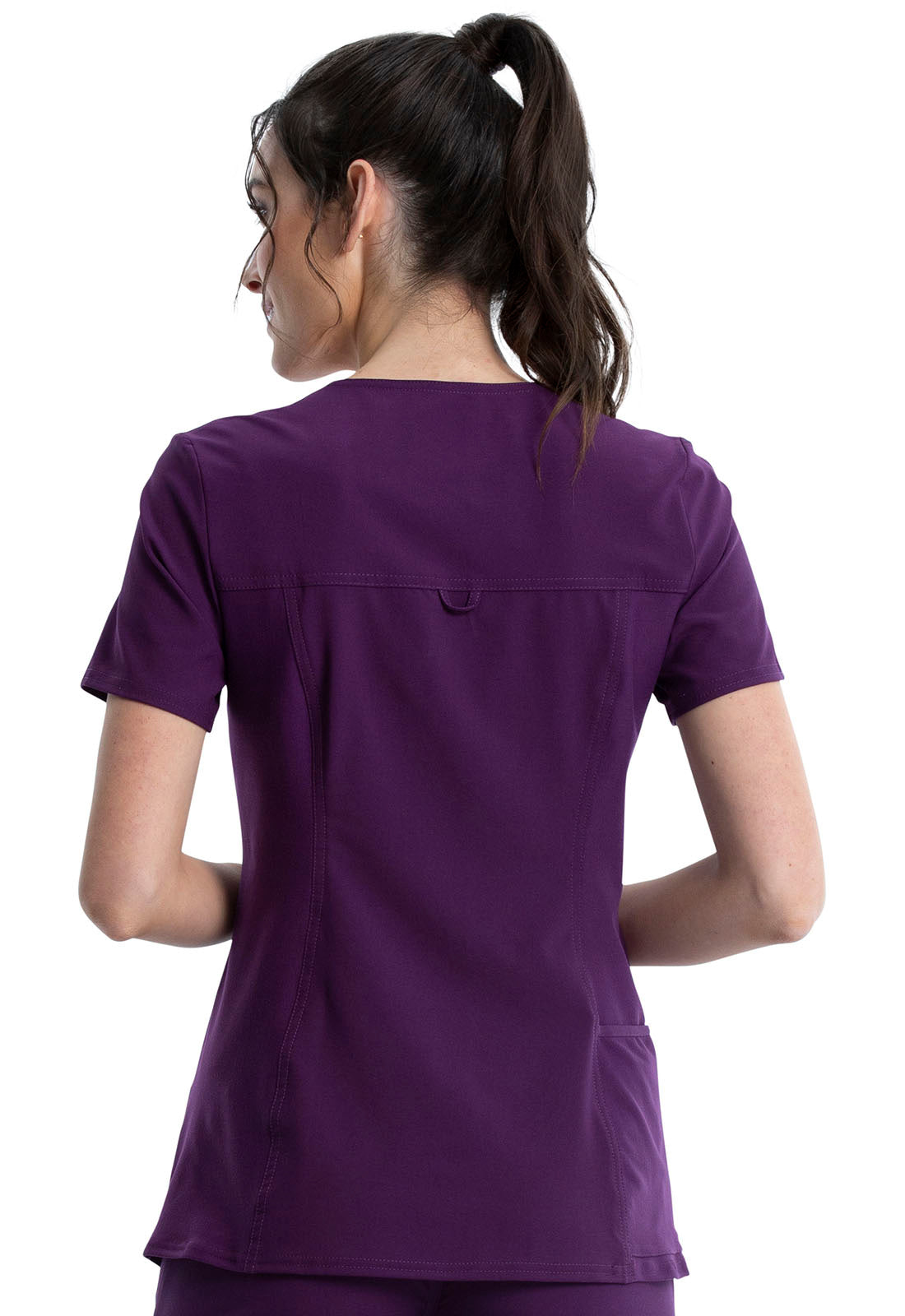 Cherokee Women's iFlex V-Neck Panel Top - Eggplant