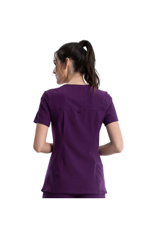 Cherokee Women's iFlex V-Neck Panel Top - Eggplant