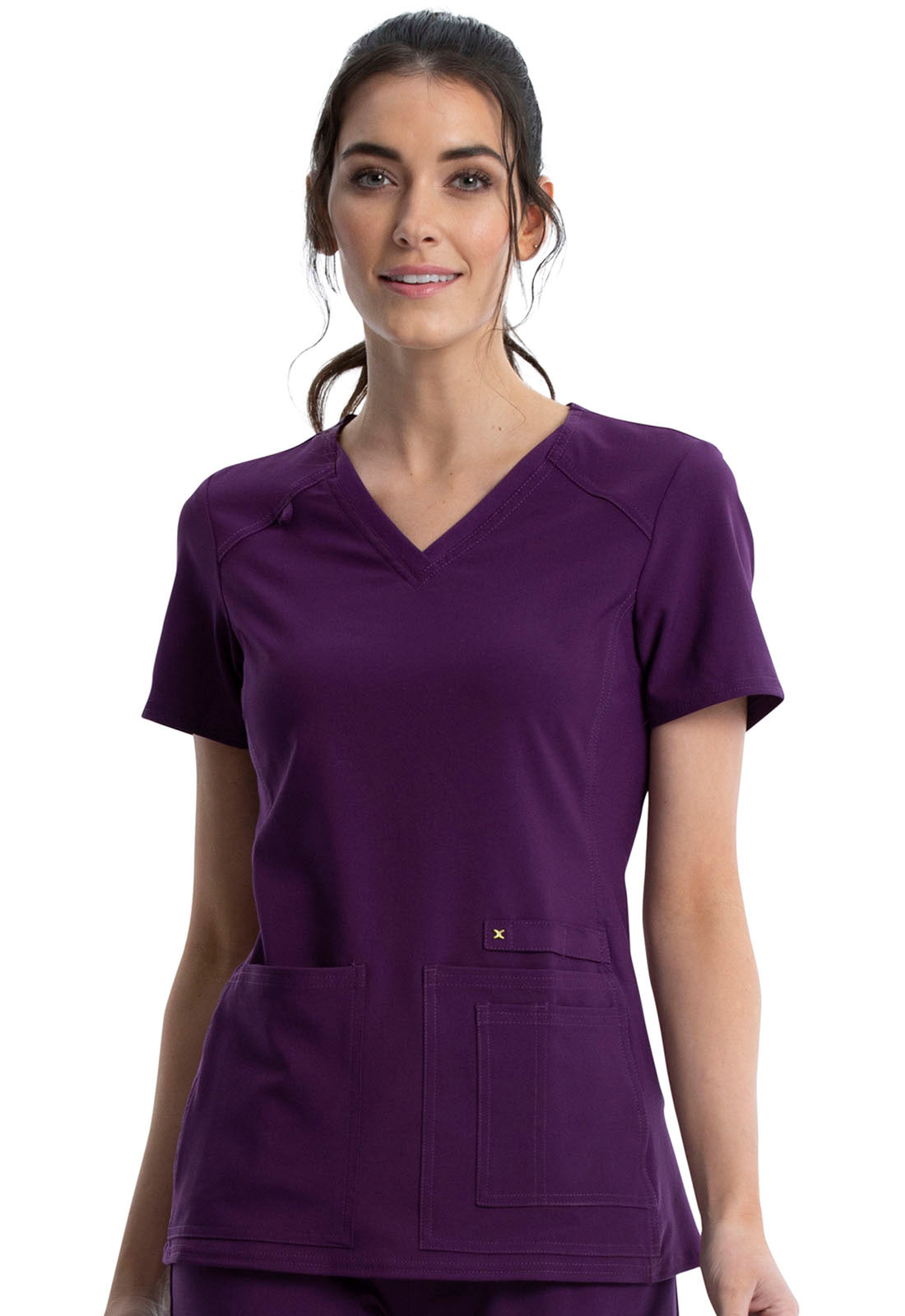 Cherokee Women's iFlex V-Neck Panel Top - Eggplant