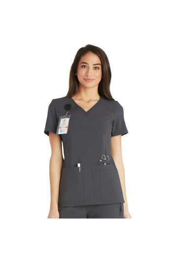 Cherokee Women's iFlex V-Neck Panel Top - Pewter