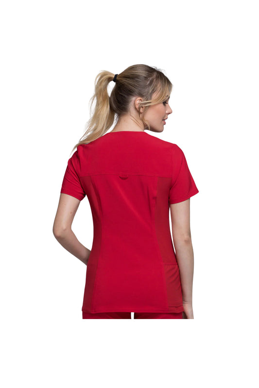 Cherokee Women's iFlex V-Neck Panel Top - Red