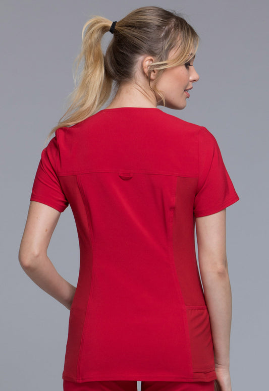 Cherokee Women's iFlex V-Neck Panel Top - Red