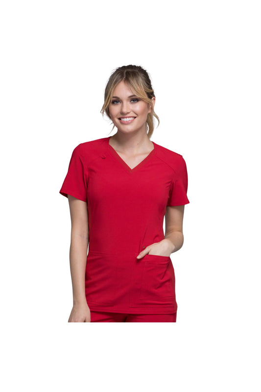 Cherokee Women's iFlex V-Neck Panel Top - Red