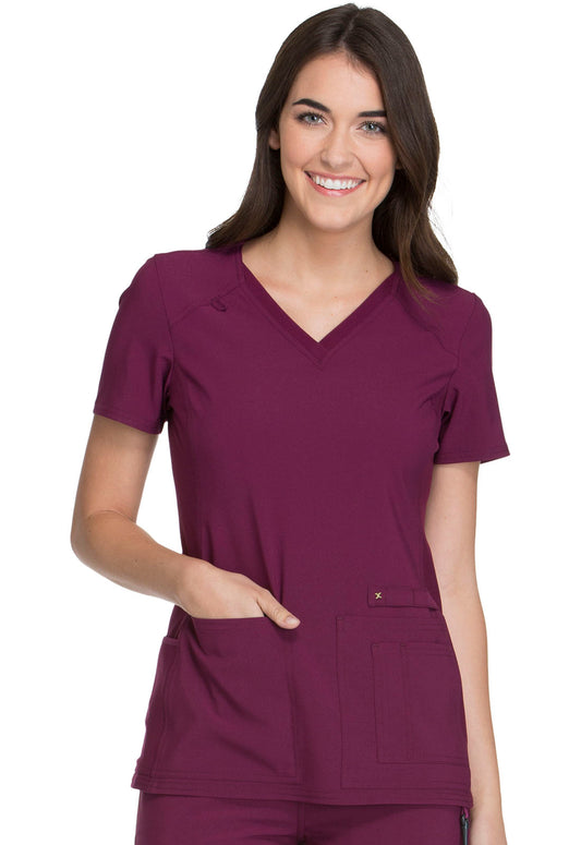 Cherokee Women's iFlex V-Neck Panel Top - White