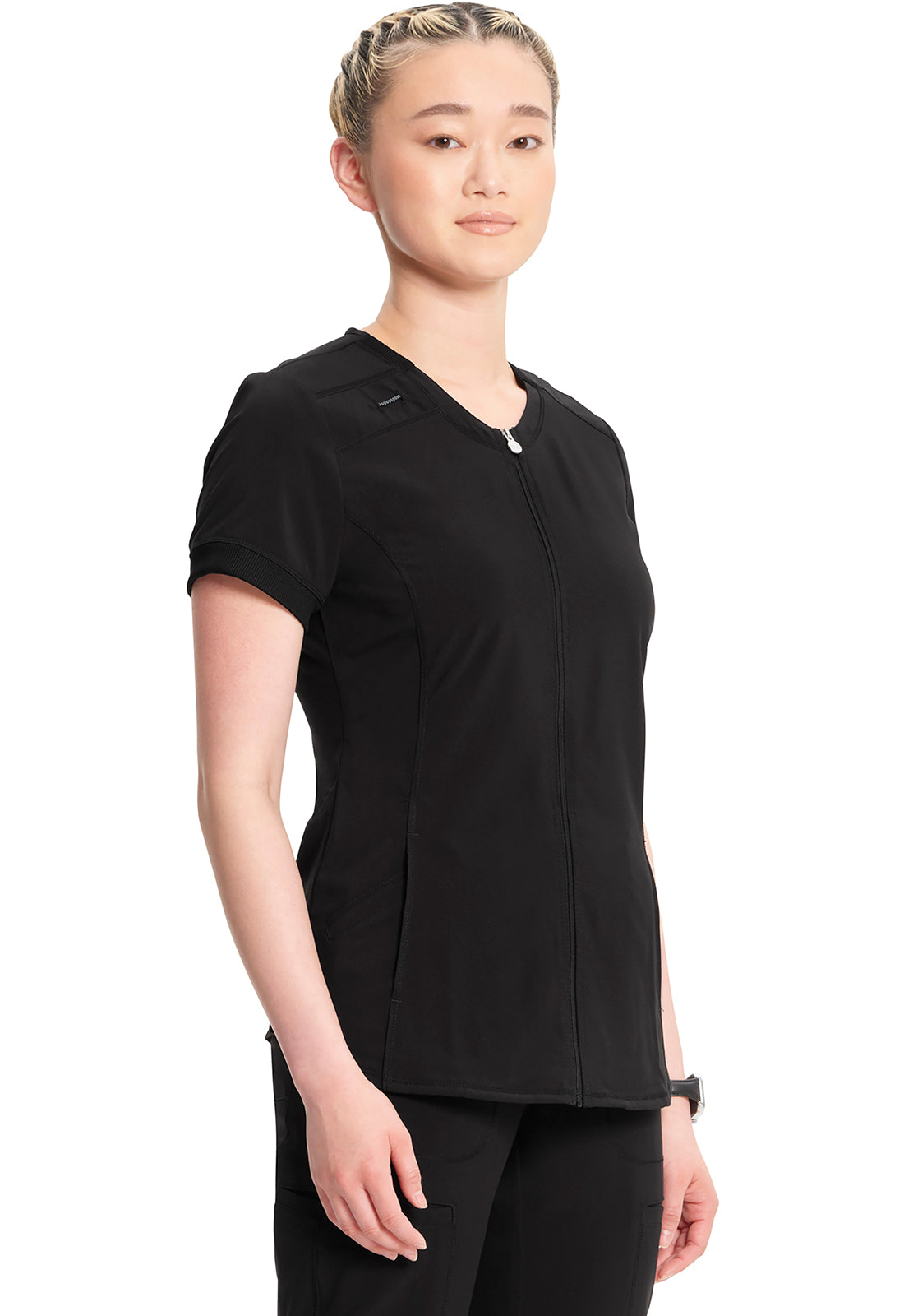 Women's Infinity Zip Front V Neck Top