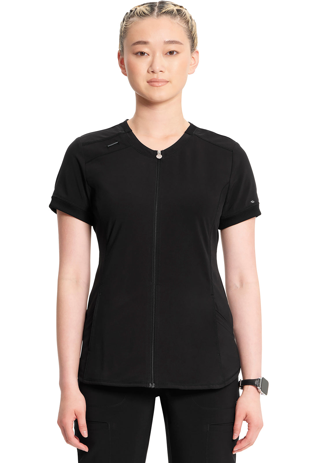 Women's Infinity Zip Front V Neck Top