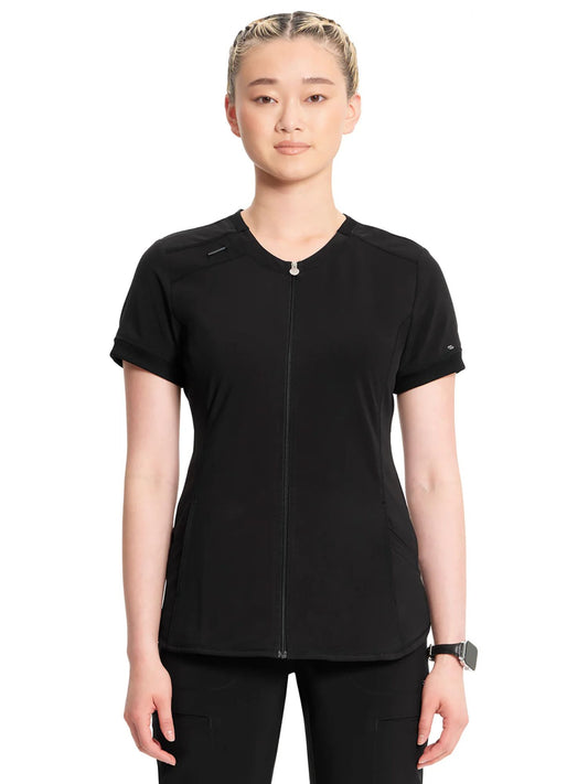 Women's Infinity Zip Front V Neck Top
