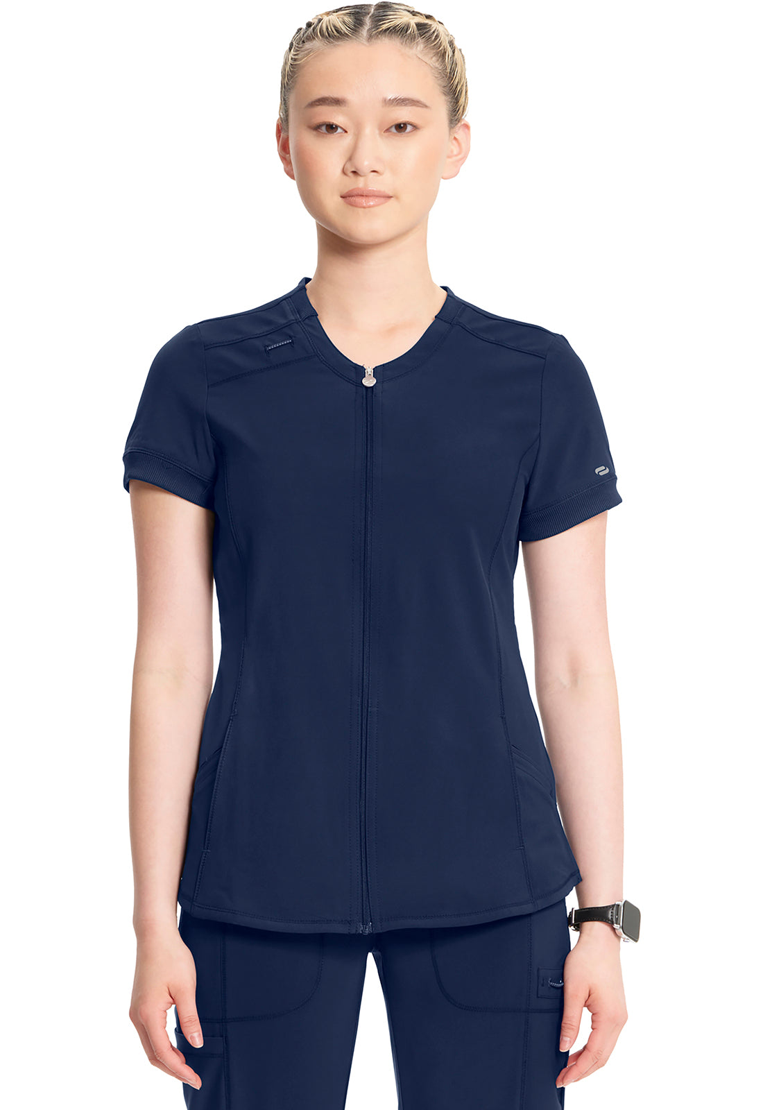 Women's Infinity Zip Front V Neck Top