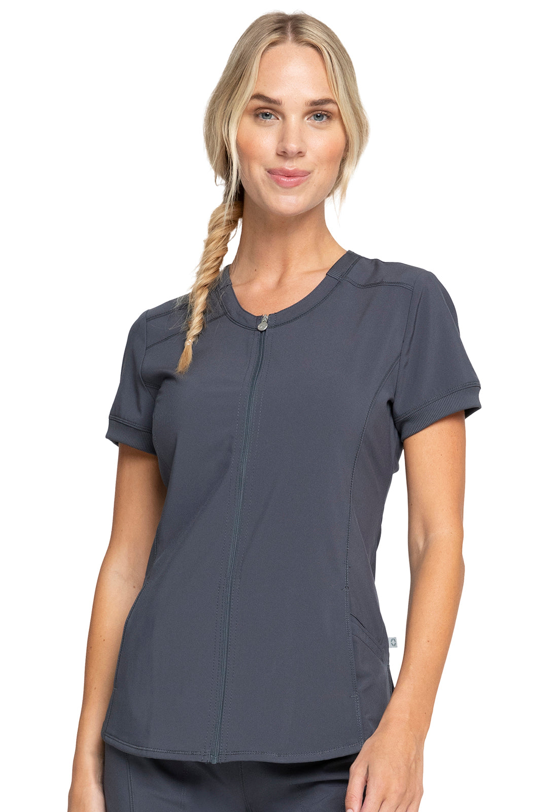 Women's Infinity Zip Front V Neck Top