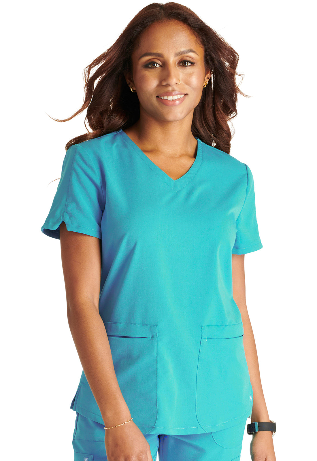 Women's Cherokee Atmos V-Neck Top - Teal Blue