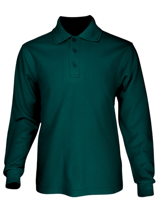 Plain Colour Poly Face Cotton Backing L/S Polo