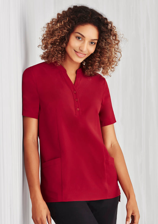 Women's Plain Short Sleeve Tunic - Cherry