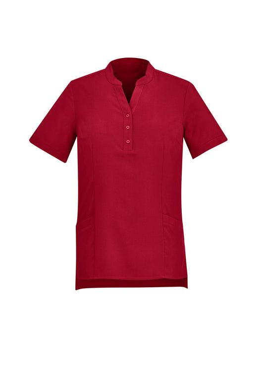 Women's Plain Short Sleeve Tunic - Cherry