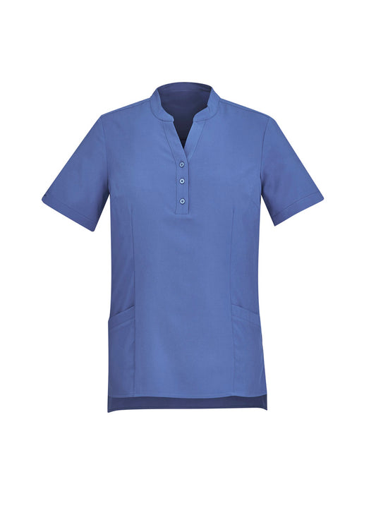 Women's Plain Short Sleeve Tunic - Mid Blue