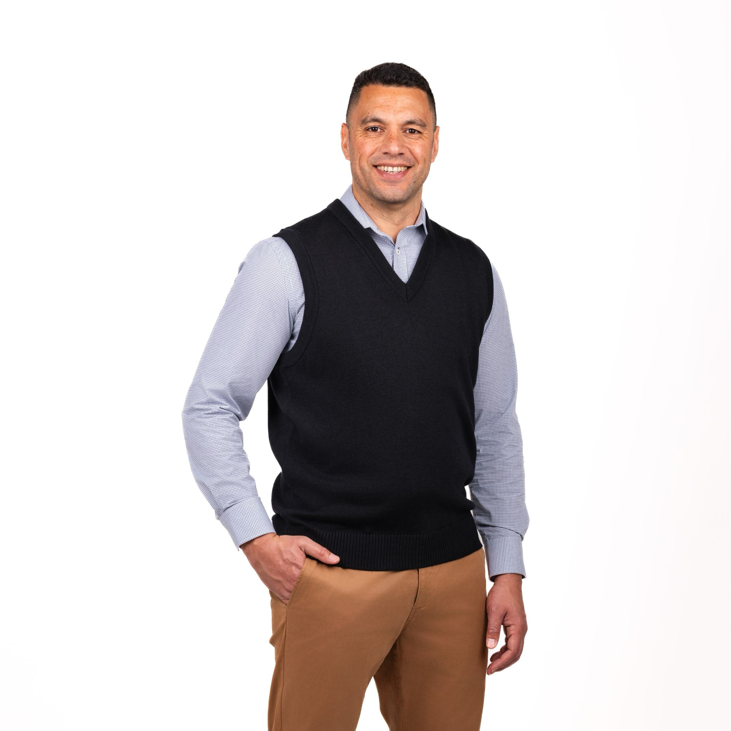 Merino Blend V Neck Vest