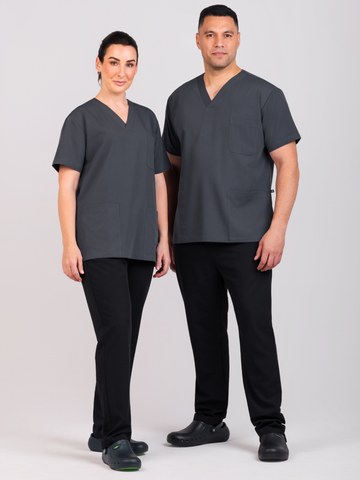 Unisex Arlo Scrub Top - Gunmetal