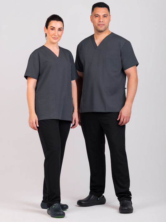 Unisex Arlo Scrub Top - Gunmetal