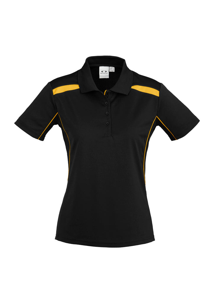 Ladies United Short Slv Polo - Black/Gold