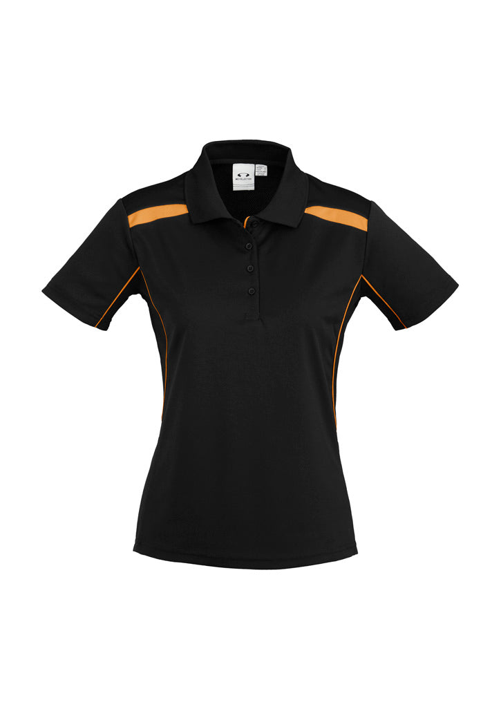 Ladies United Short Slv Polo - Black/Orange