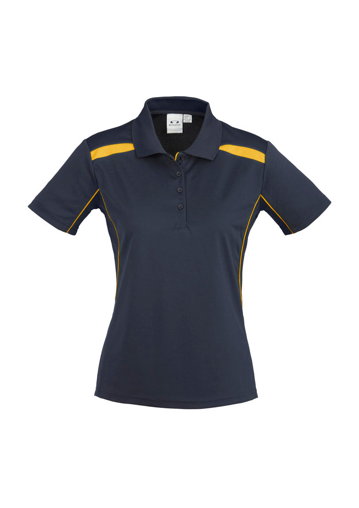 Ladies United Short Slv Polo - Navy/Gold