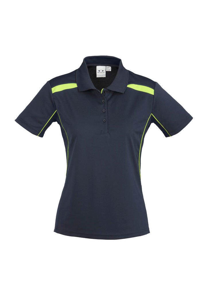 Ladies United Short Slv Polo - Navy/Lime