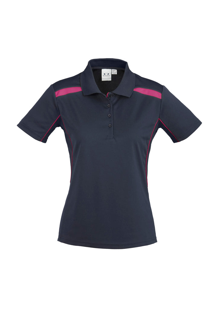 Ladies United Short Slv Polo - Navy/Magenta